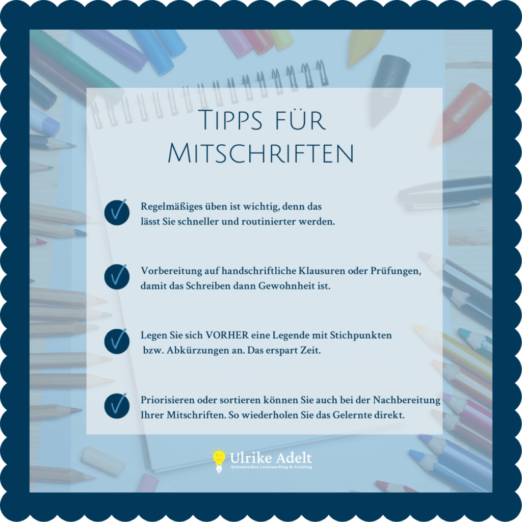 tipps fuer mitschriften im unterricht lerncoaching blog